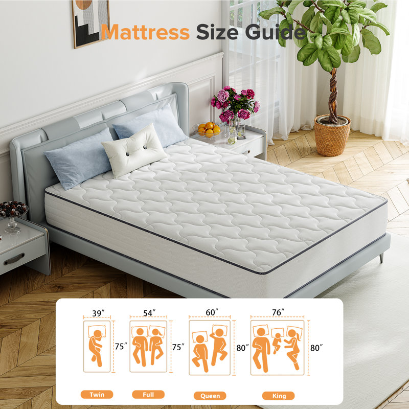 Matelas hybride en mousse viscoélastique de refroidissement moyenne de 8 po Alwyn Home Craigatempin, Lit simple