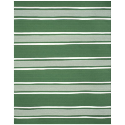 Lauren Ralph Lauren Hanover Stripe Flat Weave, Polyester, Green Area Rug