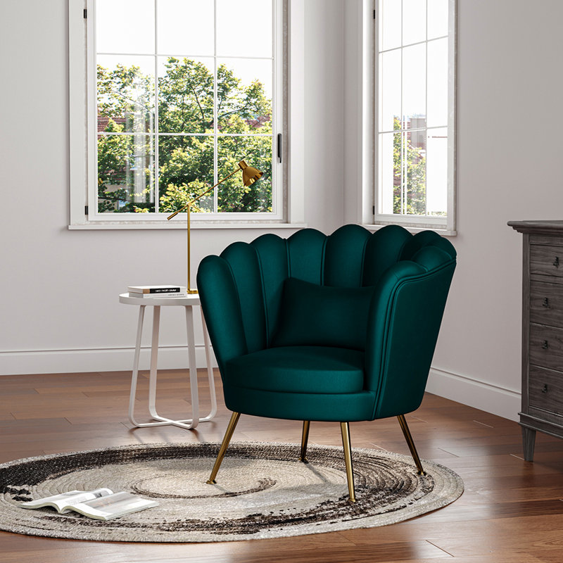 Aceves Velvet Barrel Chair, Green