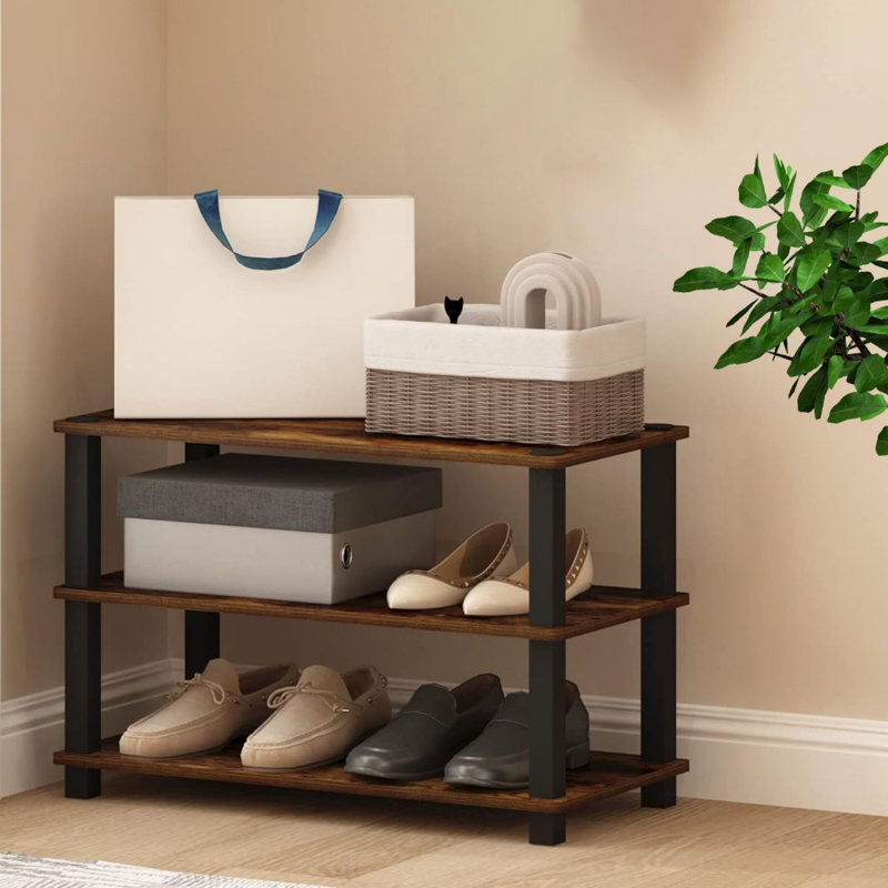 9 Pair Stackable Shoe Rack, Espresso, 3