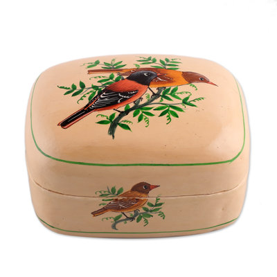Handmade Bird Saga Papier Mache Decorative Box