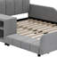 Lit tapissier au sol, lit d'enfant avec bureau de chevet et petit tabouret rond-1052588868-1052588869