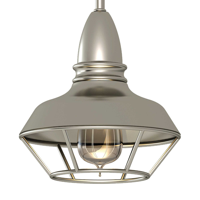 Mini-luminaire suspendu d'intérieur en nickel brossé 1 lumière avec bol inversé en cage