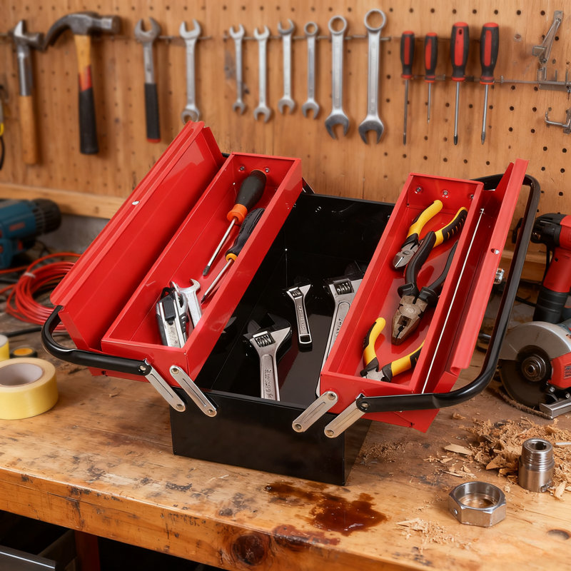 Boîte à outils pliable en métal 18 po