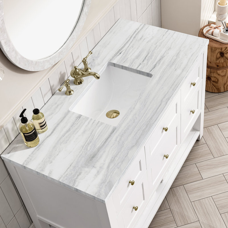 Breckenridge 48'' W Single Vanity, Carrara White, 8" Widespread, Bright White