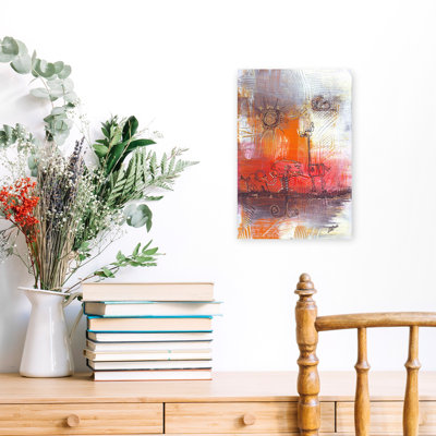 Scène de safari africain fantaisiste avec une lionne girafe et soleil rendu dans un art abstrait, paysage contemporain contemporain, art mural