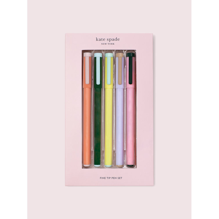 Kate Spade RNAB0C546SJ6X kate spade new york fine point pen set of 5,  plastic colorful pens, fine tip colored ink pens for precise writing and  journal