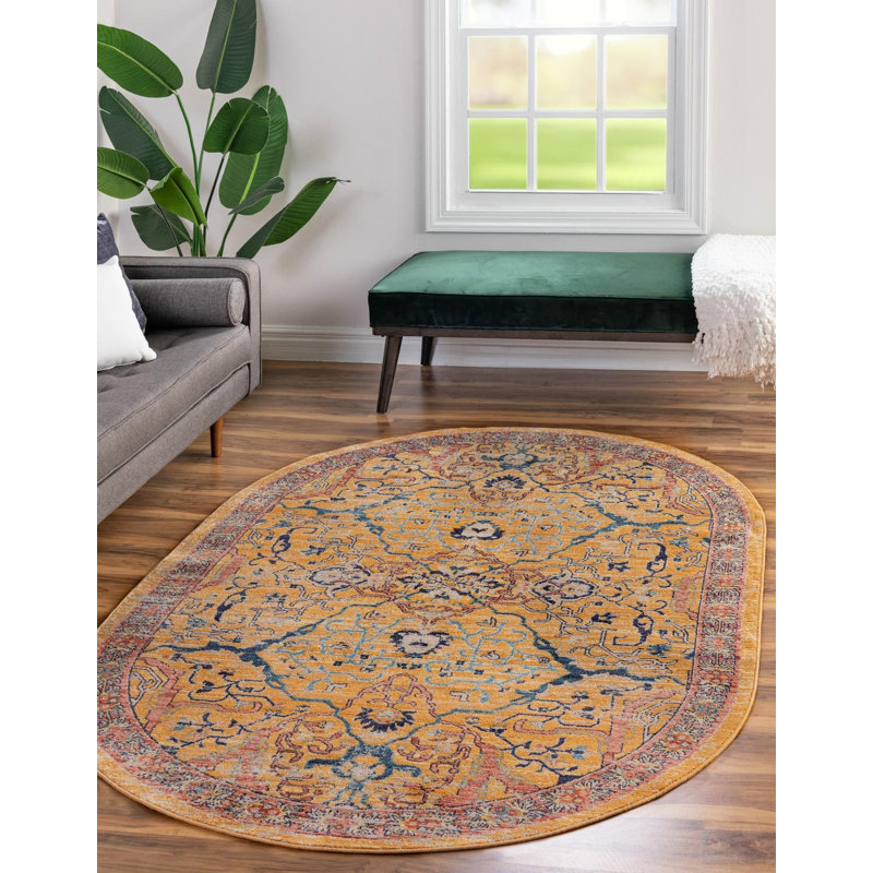 Alkire Floral Indoor Rug, Oval 3'11" x 5'11"