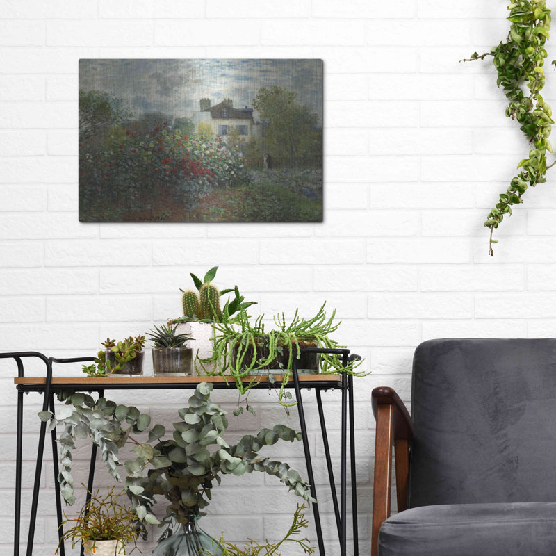 «The Artist's Garden In Argenteuil» par Claude Monet, art mural en métal, H 12 po x l 16 po
