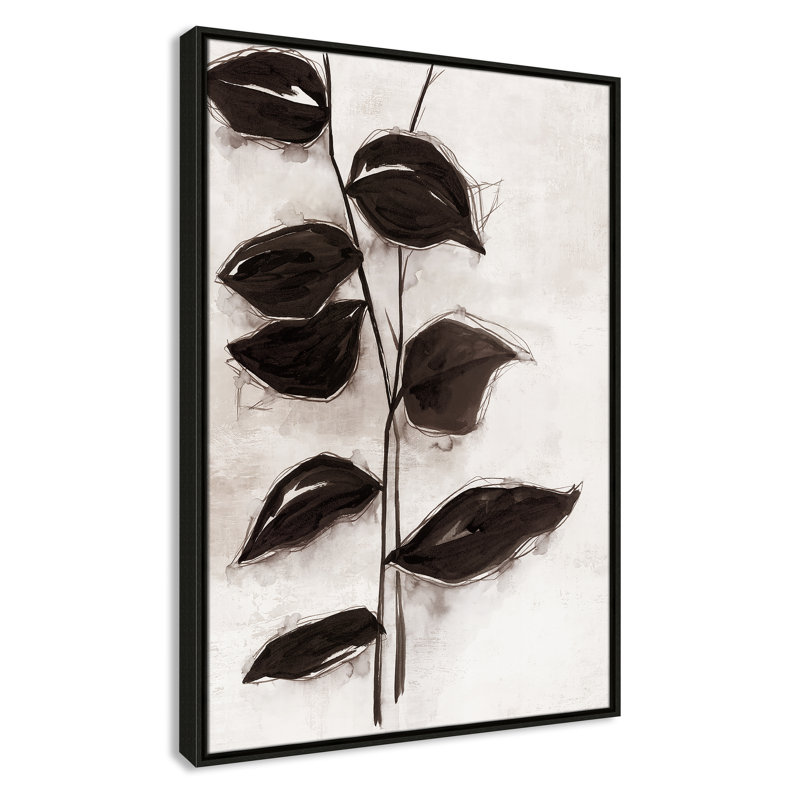Feuilles I - Toile à cadre flottant, H 37,5 po x l 25,5 po x P 2 po, Cadre espresso