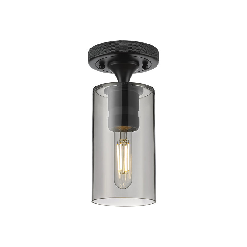 Plafonnier encastré 1 lumière Crown Point, Plaqué couleur fumée, H 9,63 po x l 4 po X P 4,5, Noir mat