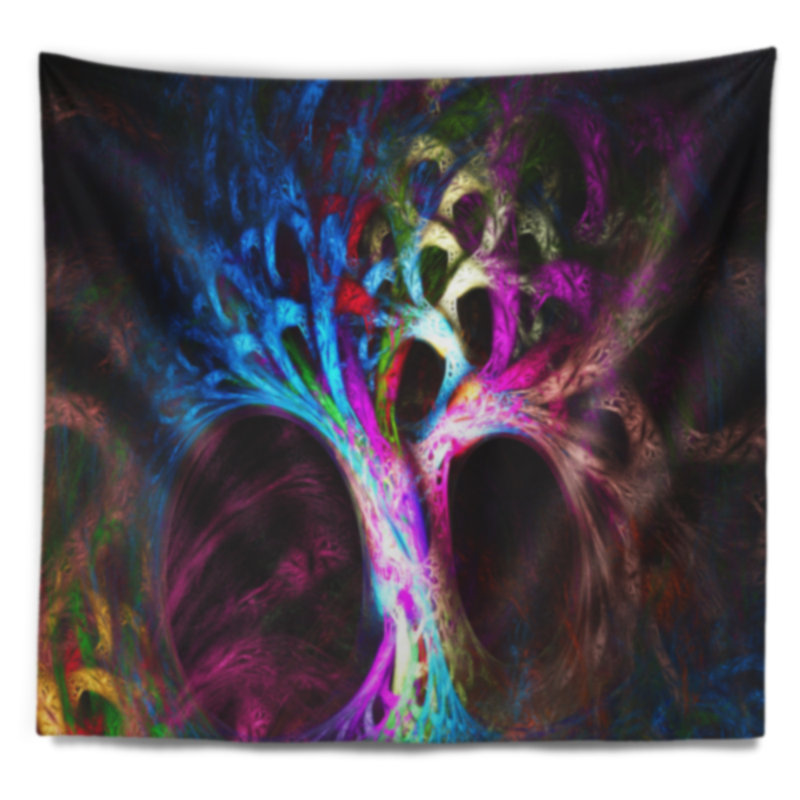 Tapisserie pour arbre psychédélique multicolore abstract magique, H 32 po x l 39 po