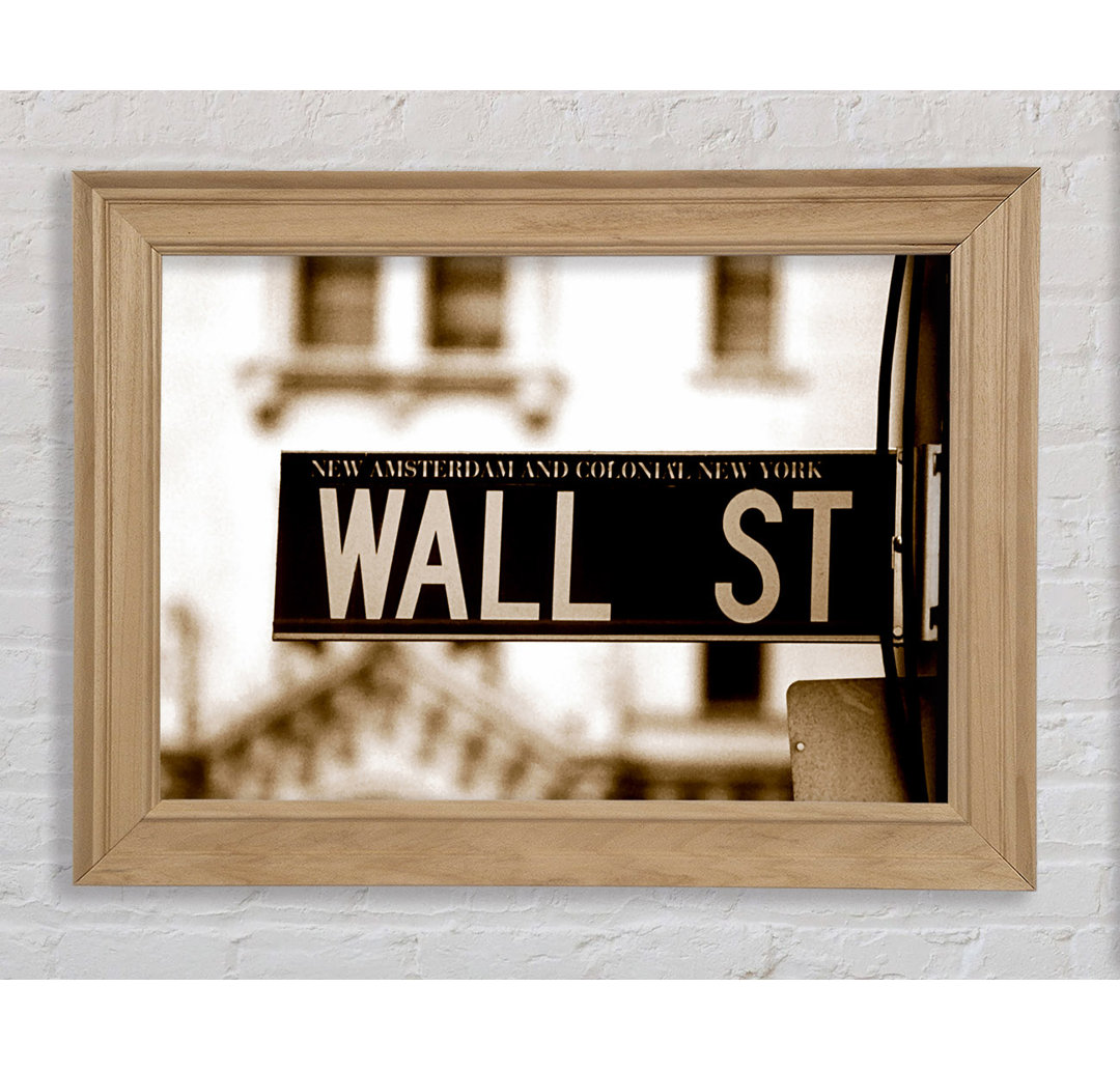 New York City Wall Street - Einzelner Bilderrahmen Typografie