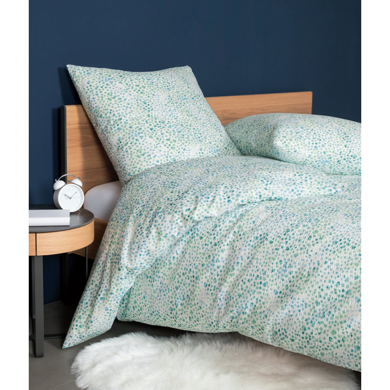 Tango Cotton Floral Duvet Cover Set with Pillowcases Included, Sea Green/Turquoise, 155 x 220cm Duvet Cover + 2 Pillowcase
