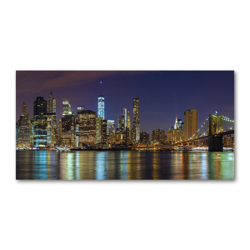 Manhattan By Night - Wrapped Canvas Print