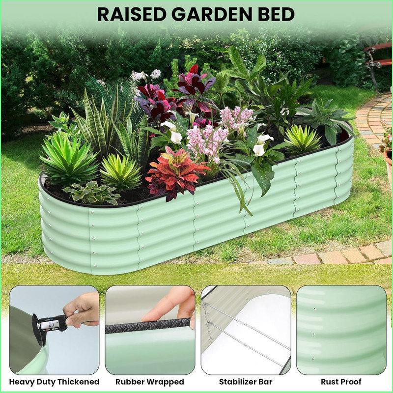 Planter, 45.7cm H x 243.8cm W x 61cm D, Green