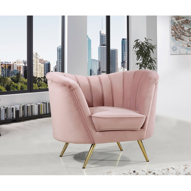 fauteuil demi-tonneau Koger, Velours rose