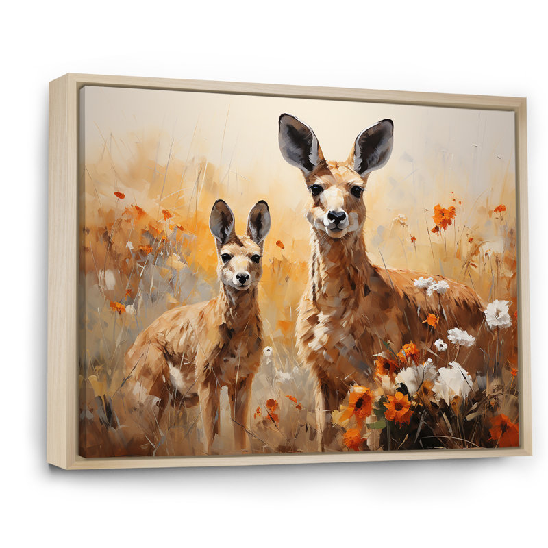 «Kangaroo Golden Blooms Outback» sur toile, H 12 po x l 20 po x P 1 po, Cadre naturel flottant