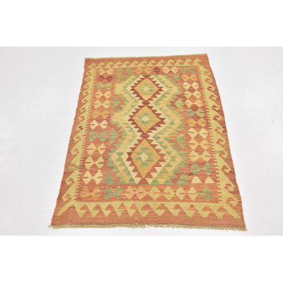 Tapis intérieur en laine beige/beige 2 pi 9 po x 4 pi à la main one-of-kind à la main noué la new age Elland