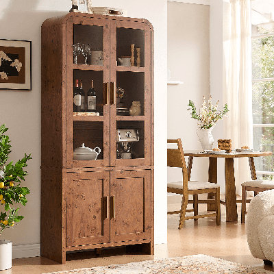 Bibliothèque de 77 po de haut avec garde-manger et armoires de rangement en verre