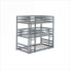 Classic gray rubber wood space-saving triple twin bunk bed for large families’ shared bedrooms, contemporary minimalist style