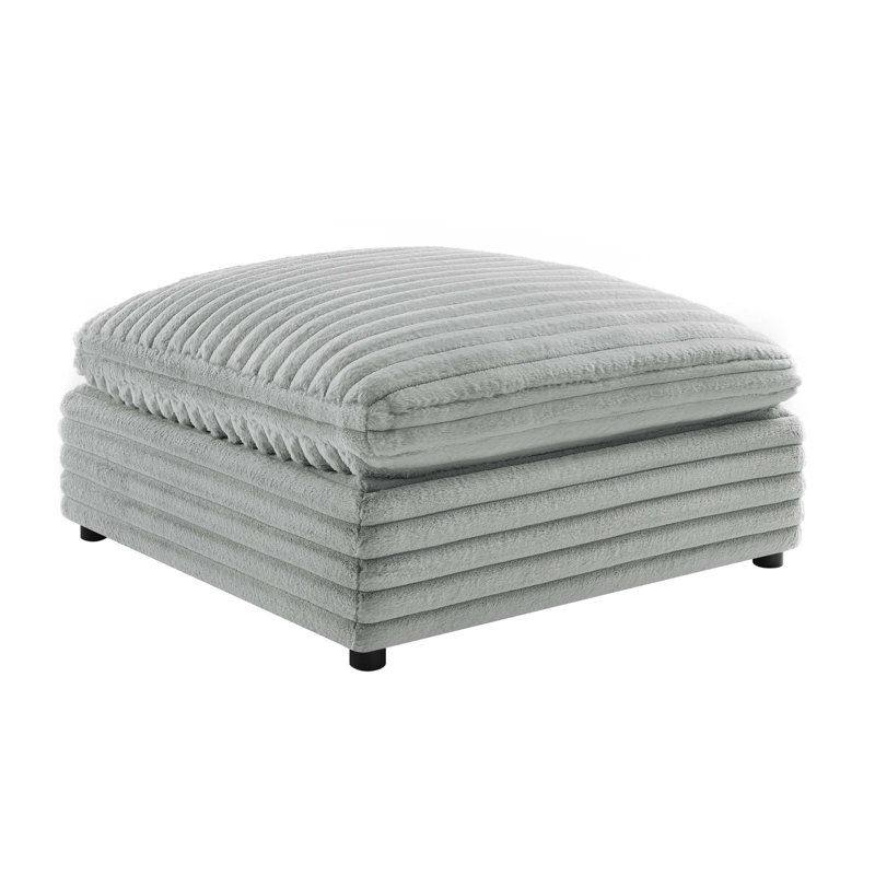 Jenny Plush Polyester 40 In. Square Ottoman, Comfortable And Durable For Modern Living Spaces, Polyester - Gray