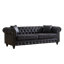 Canapé de bureau Chesterfield capitonné de 85,5 pouces, canapé de réception 3 places en similicuir noir avec coussins à ressorts ensachés-1885911486-1885911487