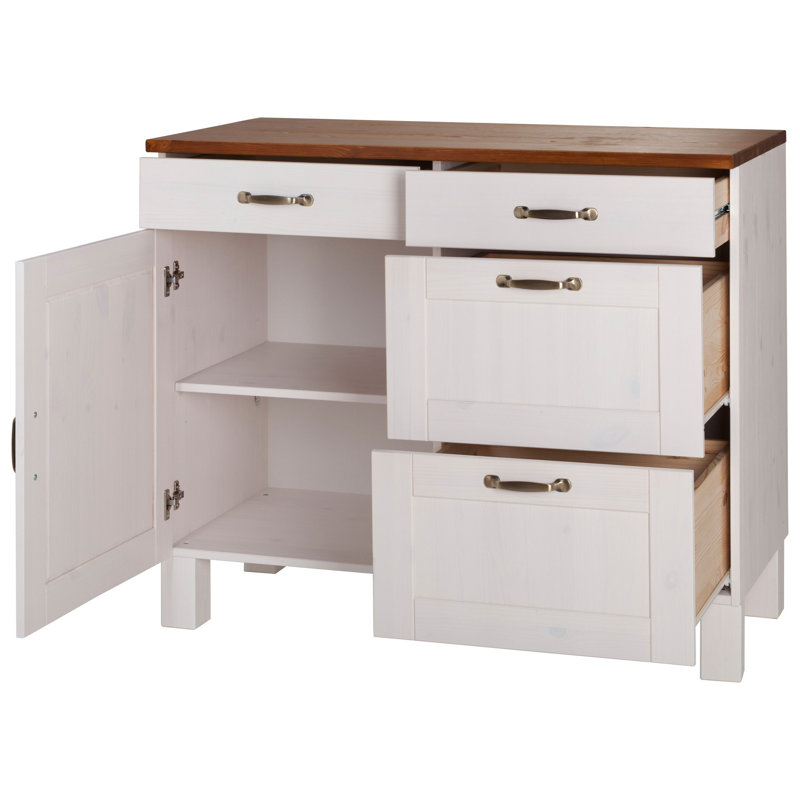 Flintwood 85cm Kitchen Pantry, White/Honey