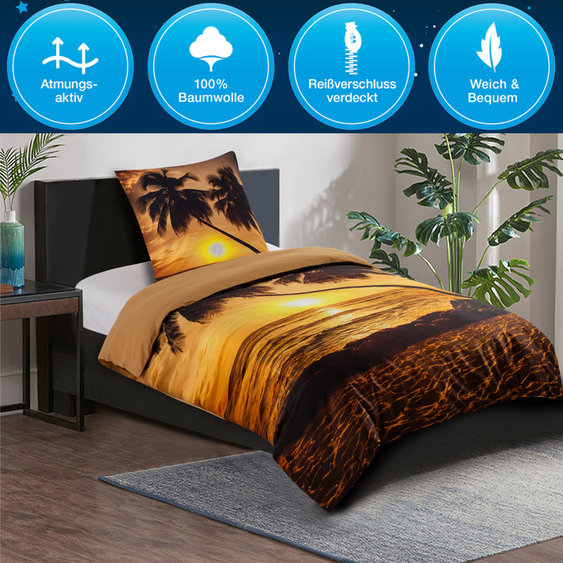 Cotton No Pattern Duvet Cover Set with Pillowcases Included