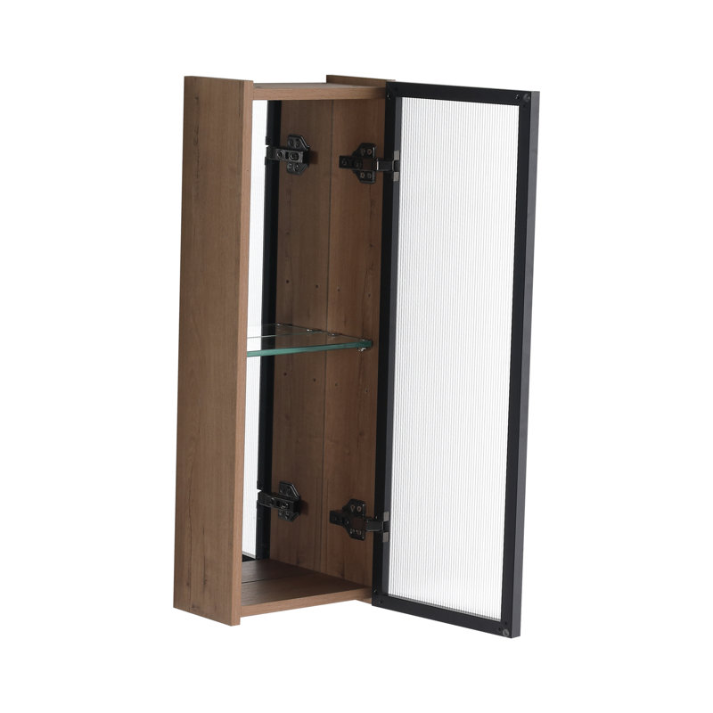 Rangement mural 10 po pour salle de bain simple avec porte Solf, tablette en verre réglable et miroir