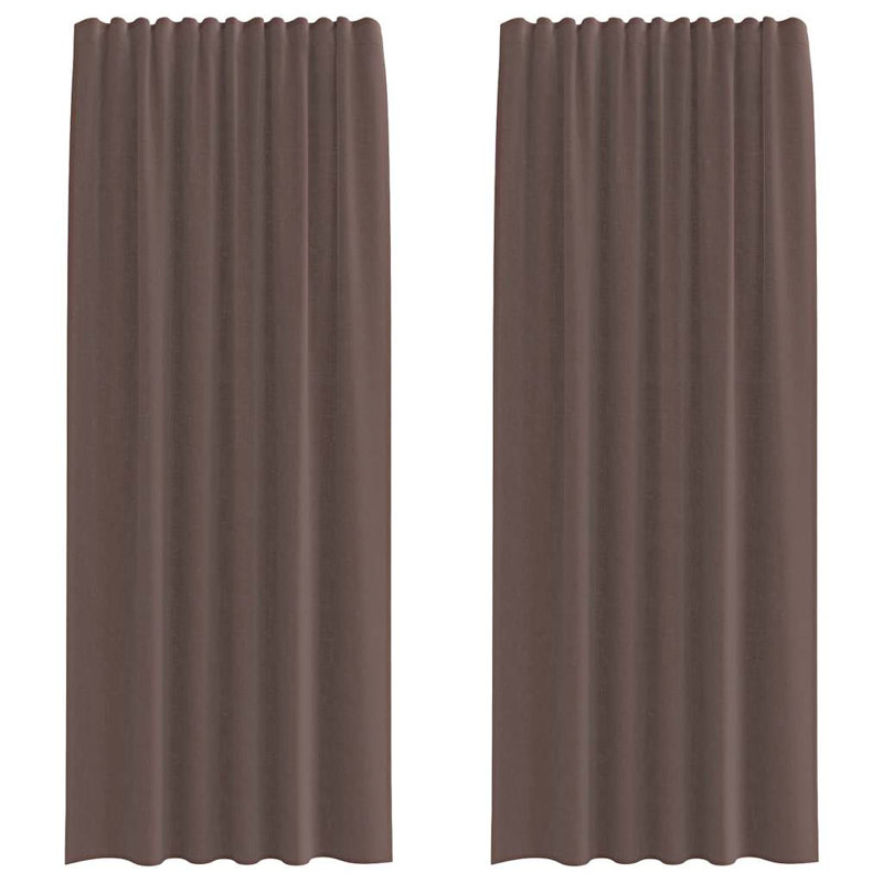 Voile Curtains With Tab Top 2 Pcs, 140cm Width x 225cm Drop, Brown