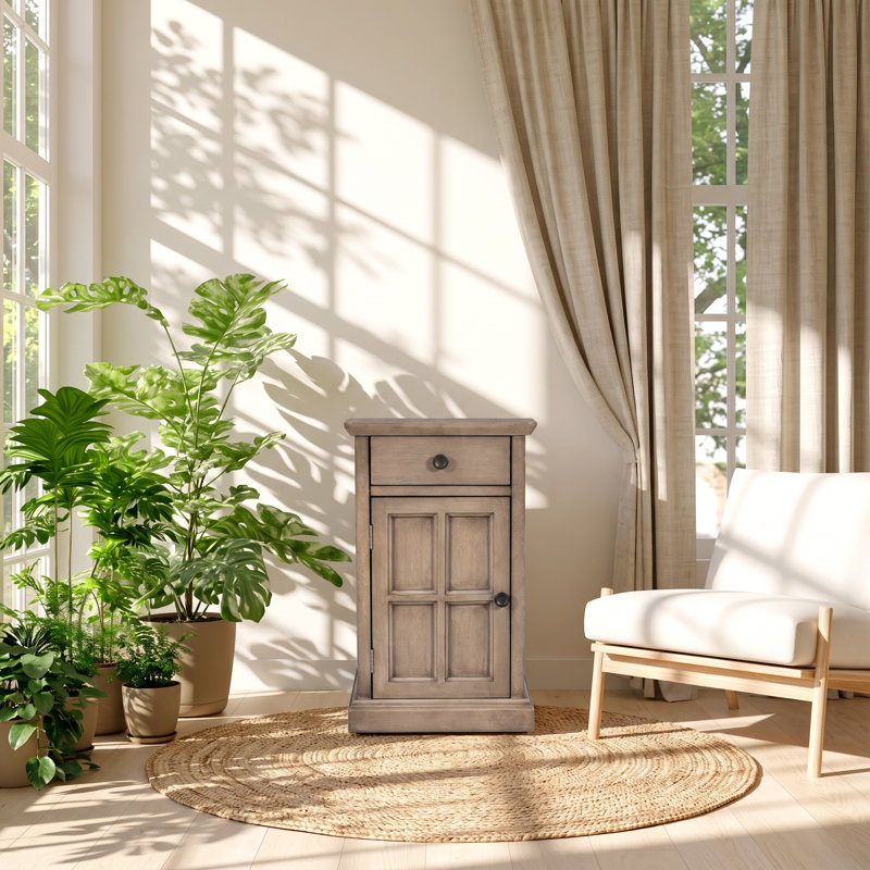 Table de bout à 1 tiroir en bois d'acacia massif l 24,3 po x P 14 po x H 23 po U-Can Classic