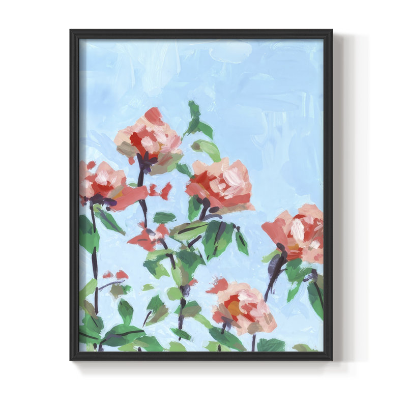 Rose Garden Sky I Framed Print - Solid Wood, Black, 21" H x 17" W
