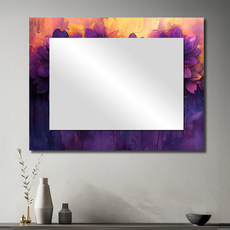 Dahlia vif lavande Dreamscape I - art mural miroir floral - imprimé sur métal, 30 po x 40 po