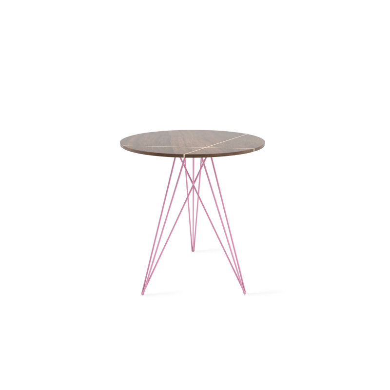 Hudson Solid Wood Top End Table, Walnut, Pink