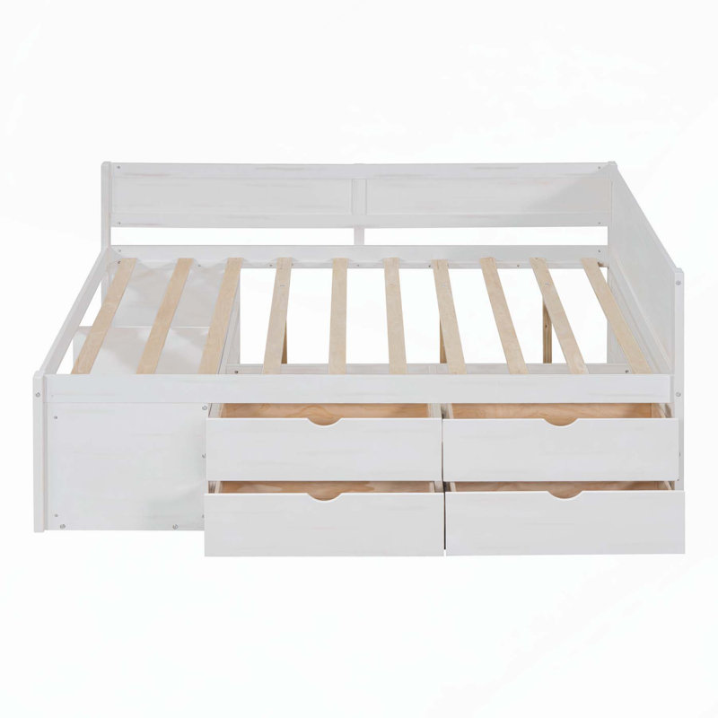 Lit de jour polyvalent avec tiroirs et tablettes pour optimiser l'espace, Complet/Double, Blanc