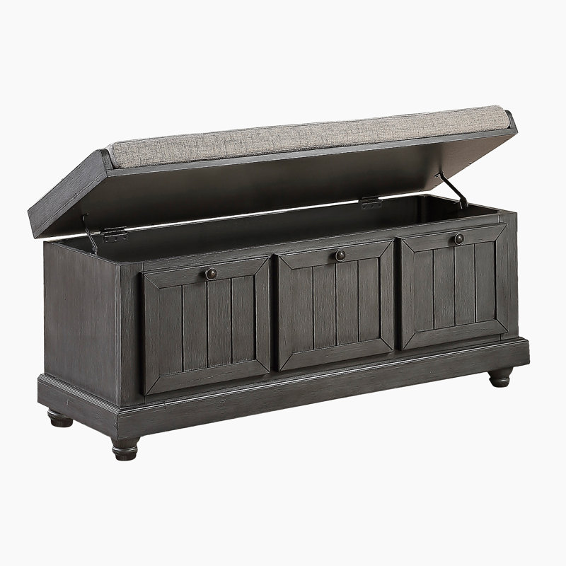 Oakham Linen Upholstered Storage Bench, Antique Gray