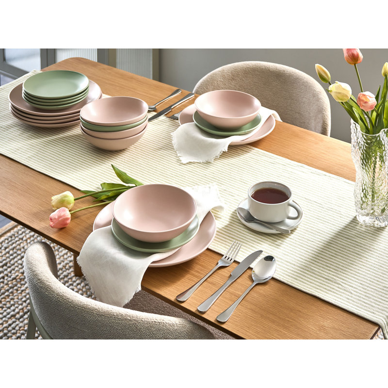 Stoneware Dinnerware - Service for 6, Pink
