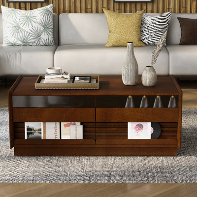 Rectangle Coffee Table with 4 Drawers and 2 Display Shelves