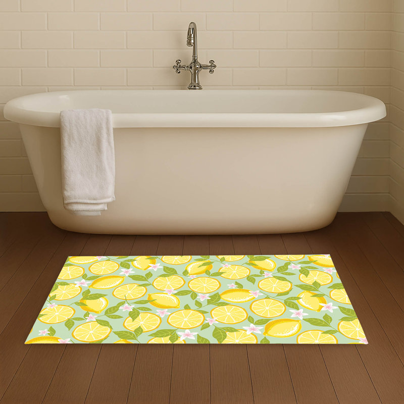Lemons Non-Skid Bath Mat, Mint, Single - 24" L x 17" W