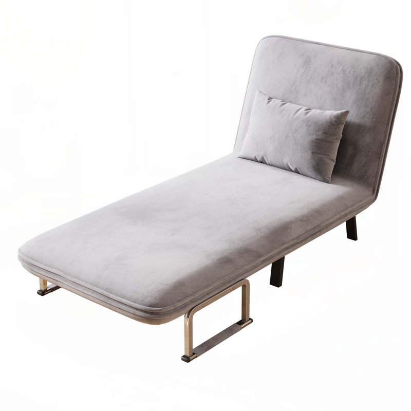31.5? Convertible Chair Bed, Light Gray Velvet