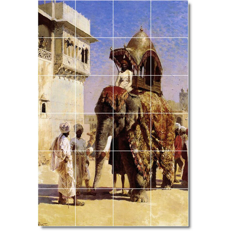 Carreau de peinture murale 32 po x 48 po 8 po x 8 po, Edwin Week, peinture animalière W09597