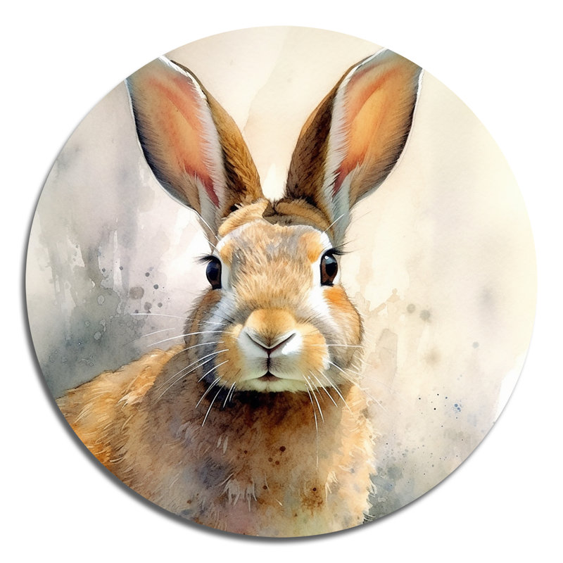 Sweet Rabbit II - animaux, art en métal rond, H 16 po x l 16 po