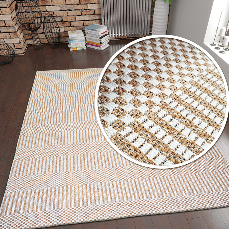 Croyle Striped Cotton Area Rug, Rectangle 115 x 180cm