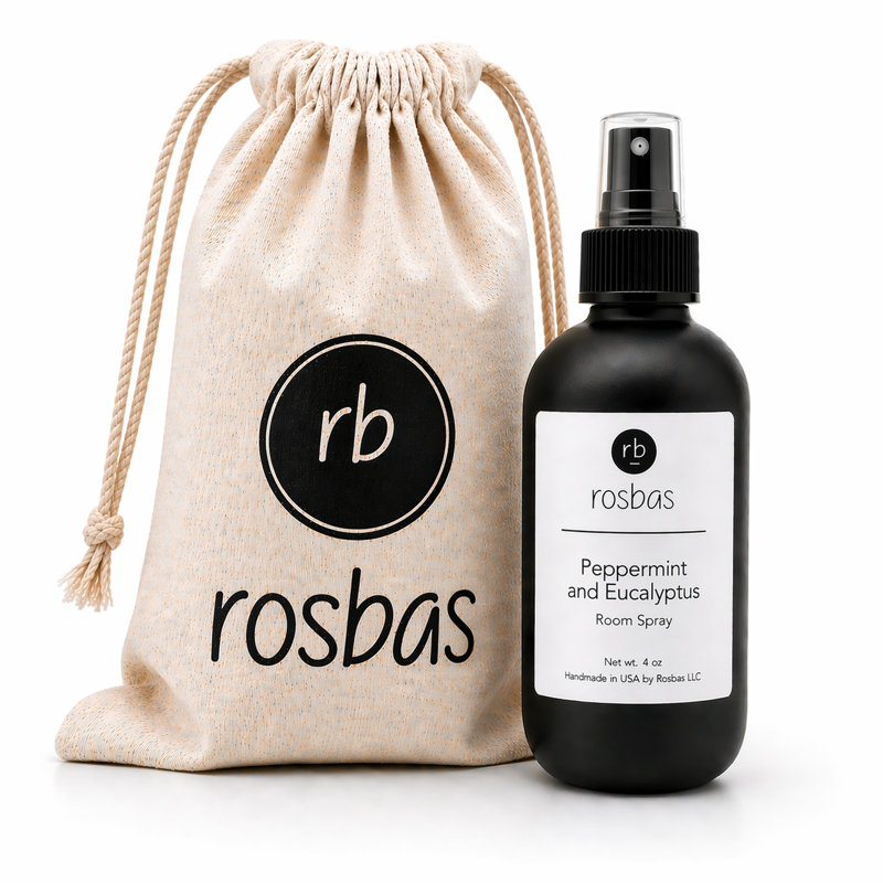 Vaporisateur d'ambiance parfumé à la menthe poivrée et à l'eucalyptus - Bouteille en verre noir de 4 oz - Parfum d'ambiance durable - Non toxique