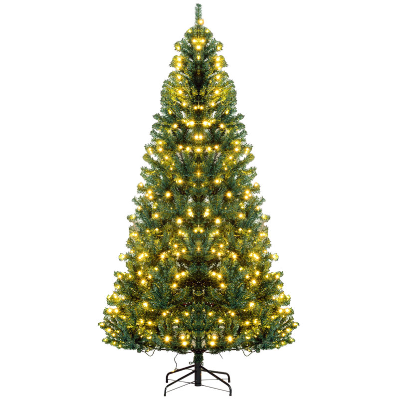 Grand sapin de Noël artificiel avec branches réalistes, lumières à DEL blanc chaud et extrémités, 7.38'