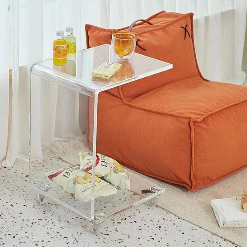 Tray Top Floor Shelf End Table with Storage