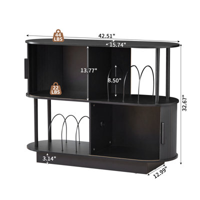 2 Tier 160 vinyl record players  Audio Media Cabinet Storage