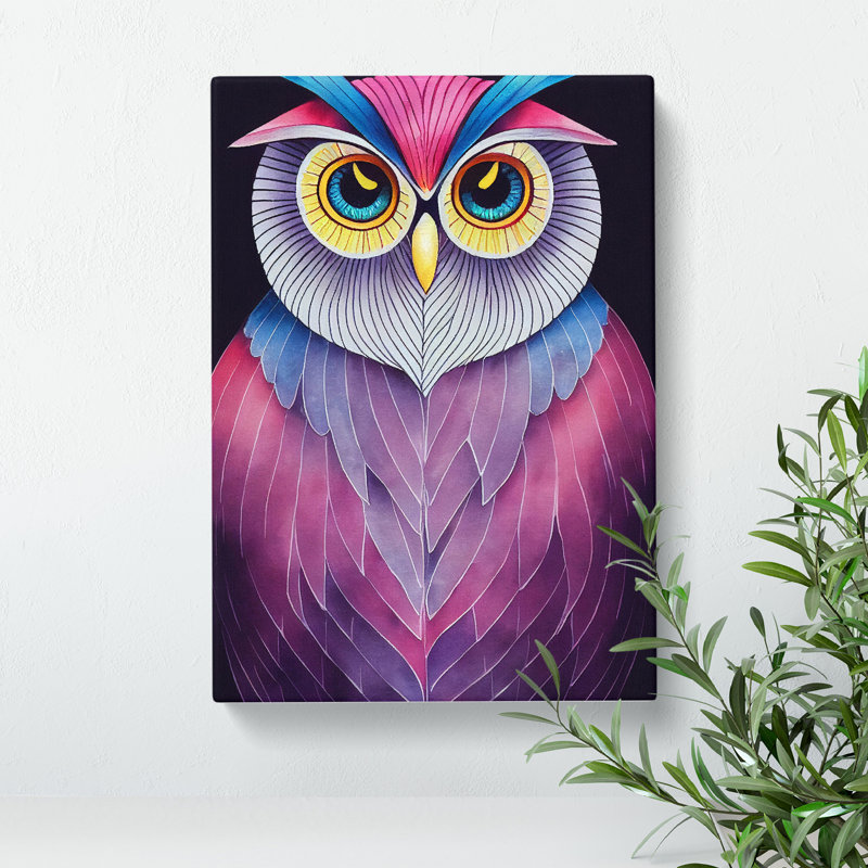 Watercolour Owl No.6 Abstract - Wrapped Canvas, 50cm H x 35cm W x 3cm D