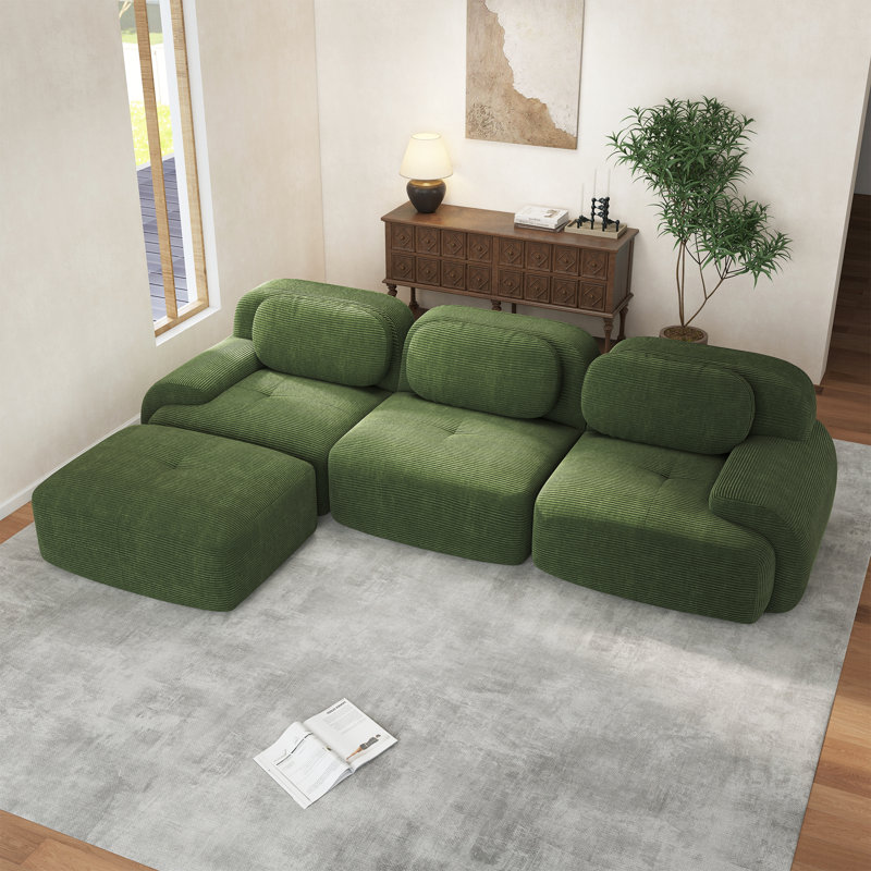 Boneless Sofa, Living Room Set, Corduroy Sofa, For Living Rooms Bedroom, Green